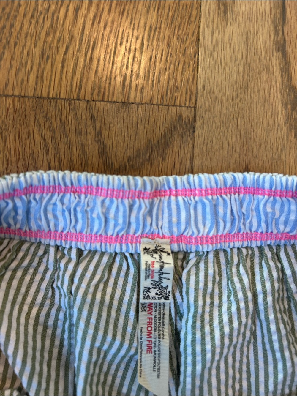 Free People striped Elastic-Waist Capri Pants — Light Blue & White - Picture 2 of 4